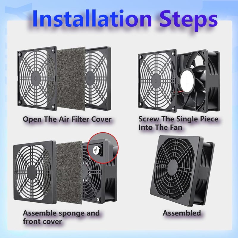 YIMATEECO Dust Filter PC 120mm Cooling Fan Filter Dustproof Cover, 2 Pack PC Case Fan Grill ABS Protective Dust Guard Mesh Cover with Screws for Computer Case Cooling Fans, Effective Dust Protection - Image 5